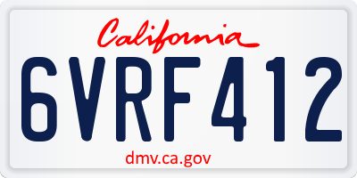 CA license plate 6VRF412