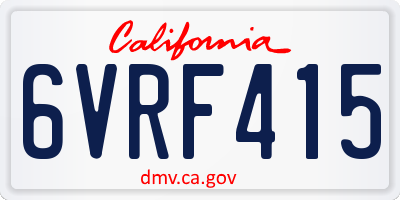 CA license plate 6VRF415