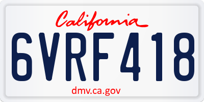 CA license plate 6VRF418