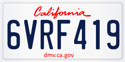 CA license plate 6VRF419