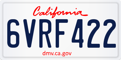 CA license plate 6VRF422