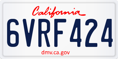 CA license plate 6VRF424