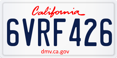 CA license plate 6VRF426