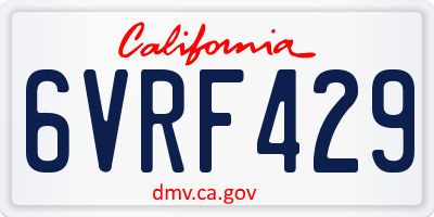 CA license plate 6VRF429