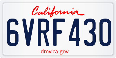 CA license plate 6VRF430