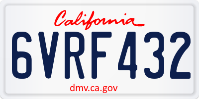 CA license plate 6VRF432