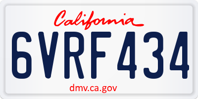 CA license plate 6VRF434