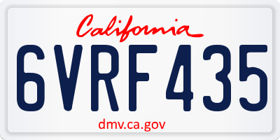 CA license plate 6VRF435