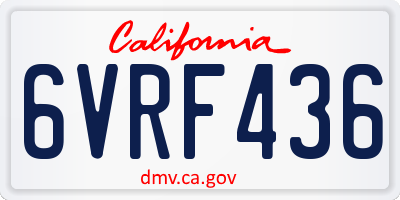 CA license plate 6VRF436