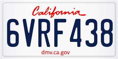 CA license plate 6VRF438