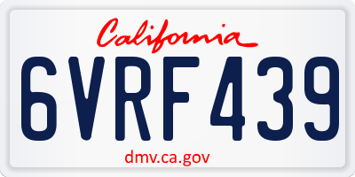 CA license plate 6VRF439