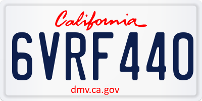 CA license plate 6VRF440