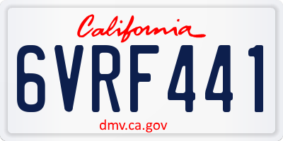 CA license plate 6VRF441