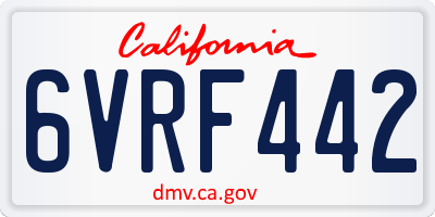 CA license plate 6VRF442