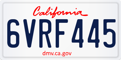 CA license plate 6VRF445