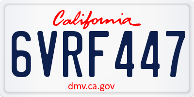 CA license plate 6VRF447