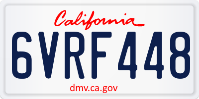 CA license plate 6VRF448