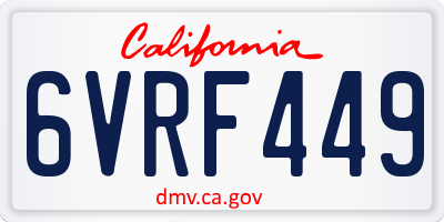 CA license plate 6VRF449