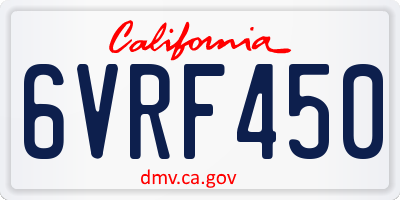 CA license plate 6VRF450