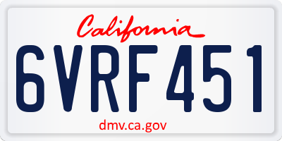 CA license plate 6VRF451