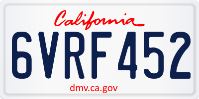 CA license plate 6VRF452