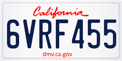 CA license plate 6VRF455