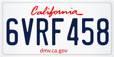 CA license plate 6VRF458