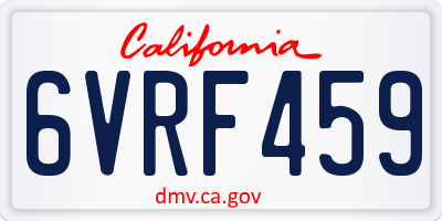 CA license plate 6VRF459