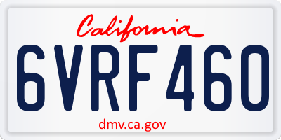CA license plate 6VRF460