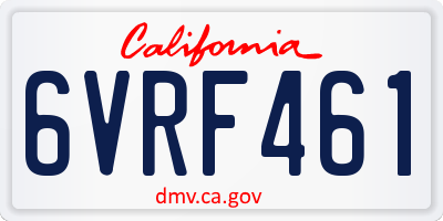 CA license plate 6VRF461