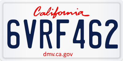 CA license plate 6VRF462