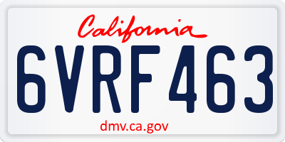CA license plate 6VRF463