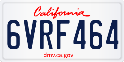 CA license plate 6VRF464