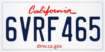 CA license plate 6VRF465