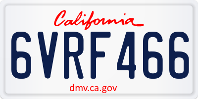 CA license plate 6VRF466