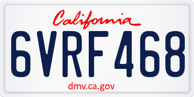 CA license plate 6VRF468