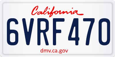 CA license plate 6VRF470