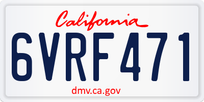 CA license plate 6VRF471
