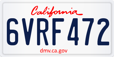 CA license plate 6VRF472