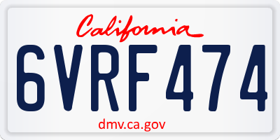 CA license plate 6VRF474