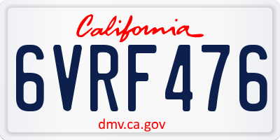 CA license plate 6VRF476