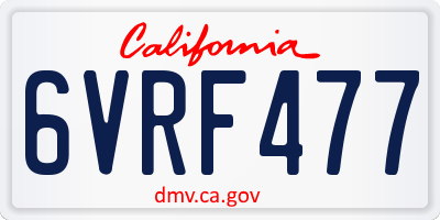 CA license plate 6VRF477