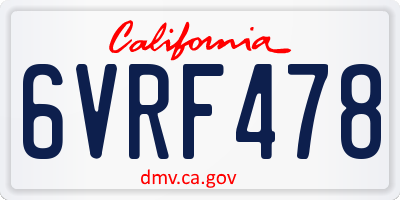 CA license plate 6VRF478