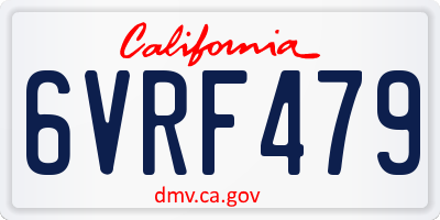 CA license plate 6VRF479