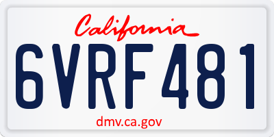 CA license plate 6VRF481