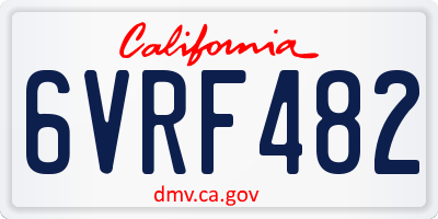 CA license plate 6VRF482