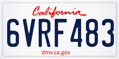 CA license plate 6VRF483