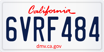CA license plate 6VRF484