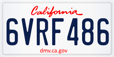 CA license plate 6VRF486