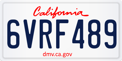 CA license plate 6VRF489